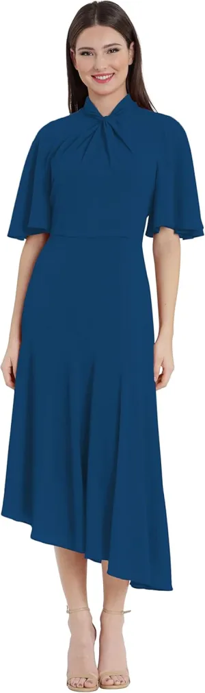Maggy London Women's Sophisticated Twist Neck Detail Dress Workwear Office Career Occasion Event Guest of