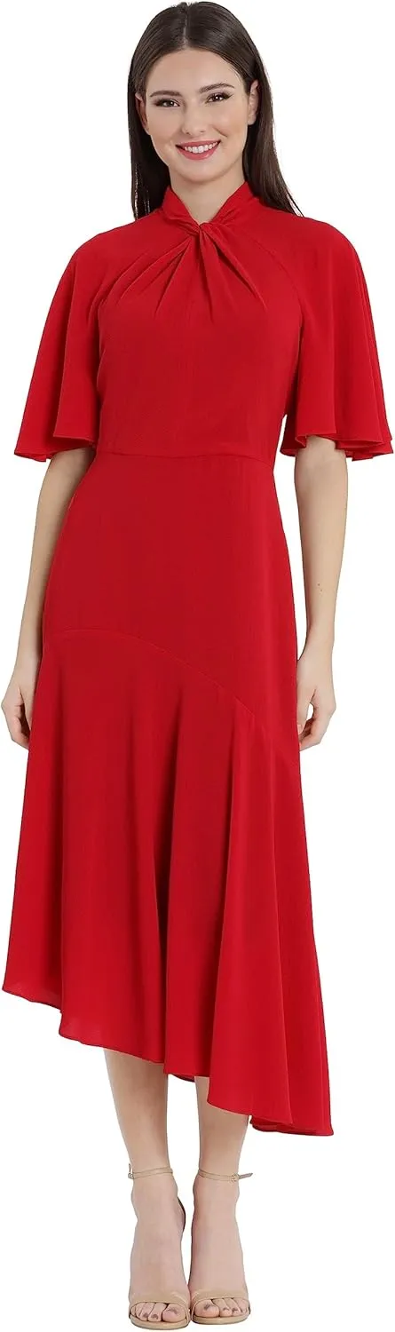 Maggy London Women's Sophisticated Twist Neck Detail Dress Workwear Office Career Occasion Event Guest of