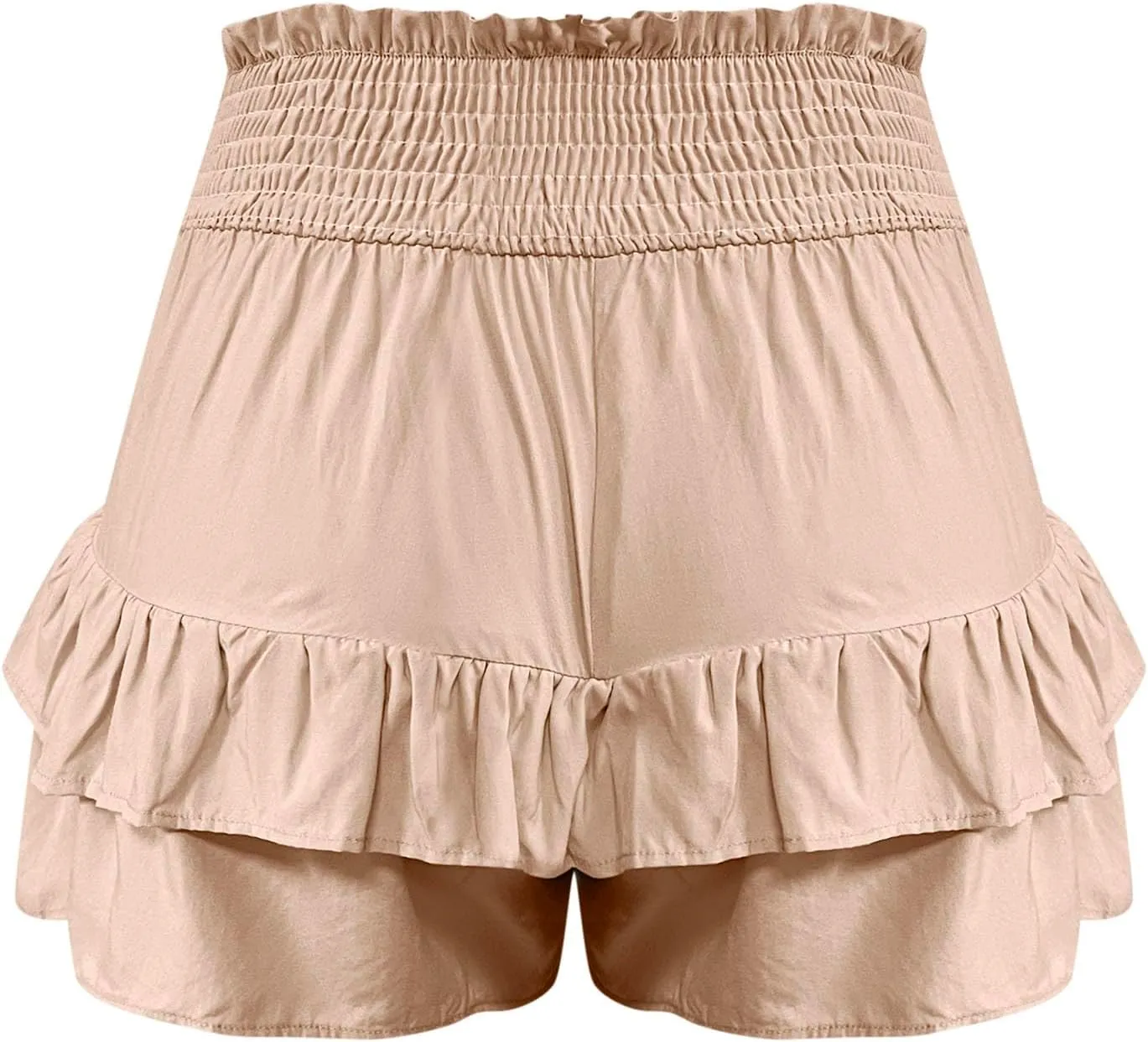 maisdgop Shorts for Women 2024 Summer Pleated Hem Beach Shorts Trendy Ruffle Yoga Shorts Comfy High Waisted Bermuda Shorts