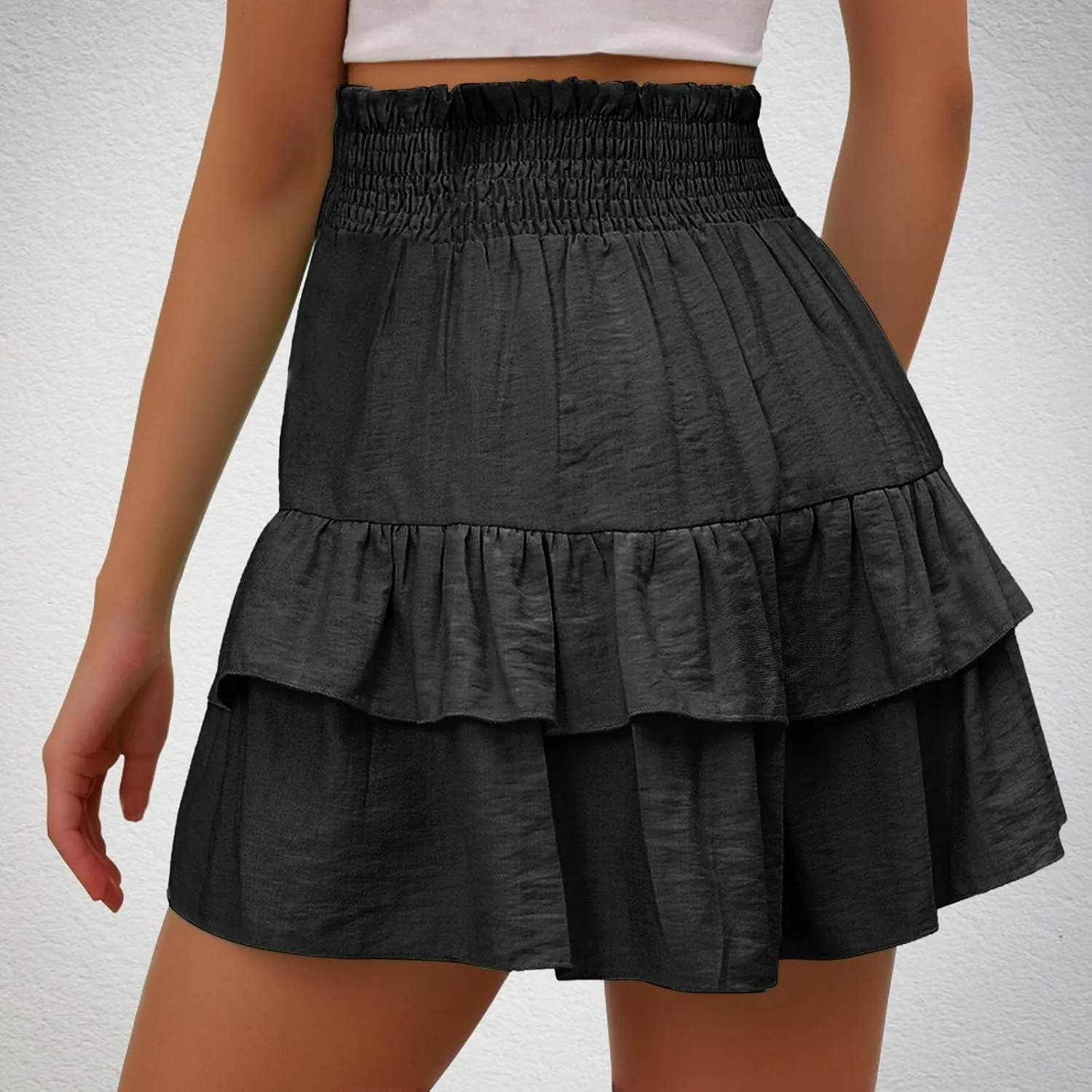maisdgop Shorts for Women 2024 Summer Pleated Hem Beach Shorts Trendy Ruffle Yoga Shorts Comfy High Waisted Bermuda Shorts
