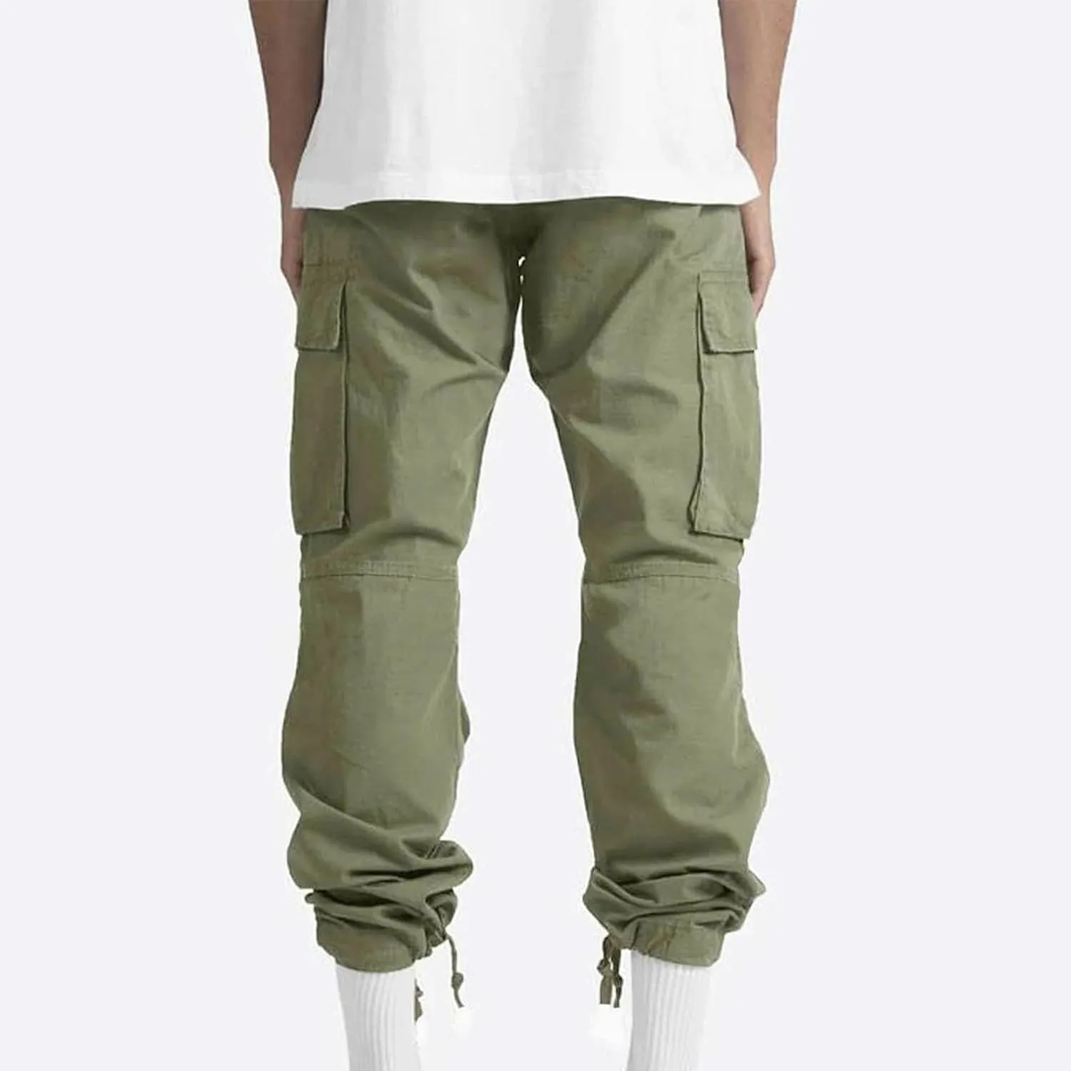Men Cargo Sweatpants Loose Casual Work Pants Joggers Open Bottom Drawstring Cargos Athletic Straight Sweat Pant