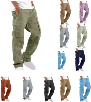 Men Cargo Sweatpants Loose Casual Work Pants Joggers Open Bottom Drawstring Cargos Athletic Straight Sweat Pant