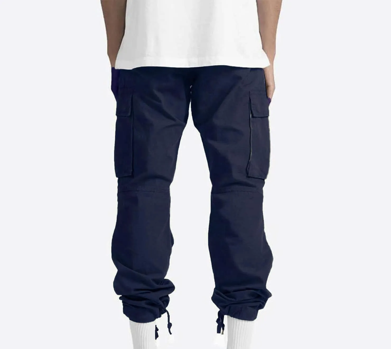 Men Cargo Sweatpants Loose Casual Work Pants Joggers Open Bottom Drawstring Cargos Athletic Straight Sweat Pant