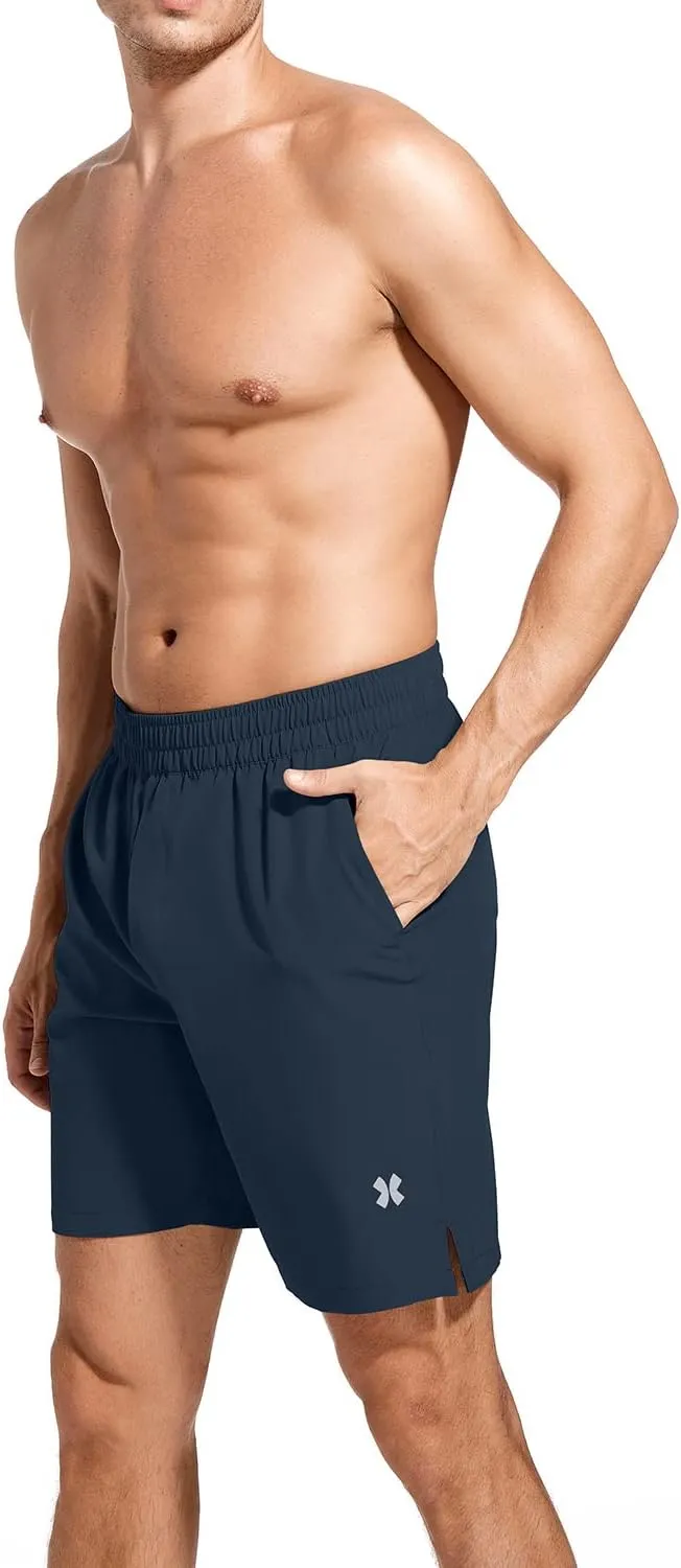 Men's Active Shorts Quick-Dry Drawstring Waist Athletic Shorts Gym Training Running Shorts with Pockets