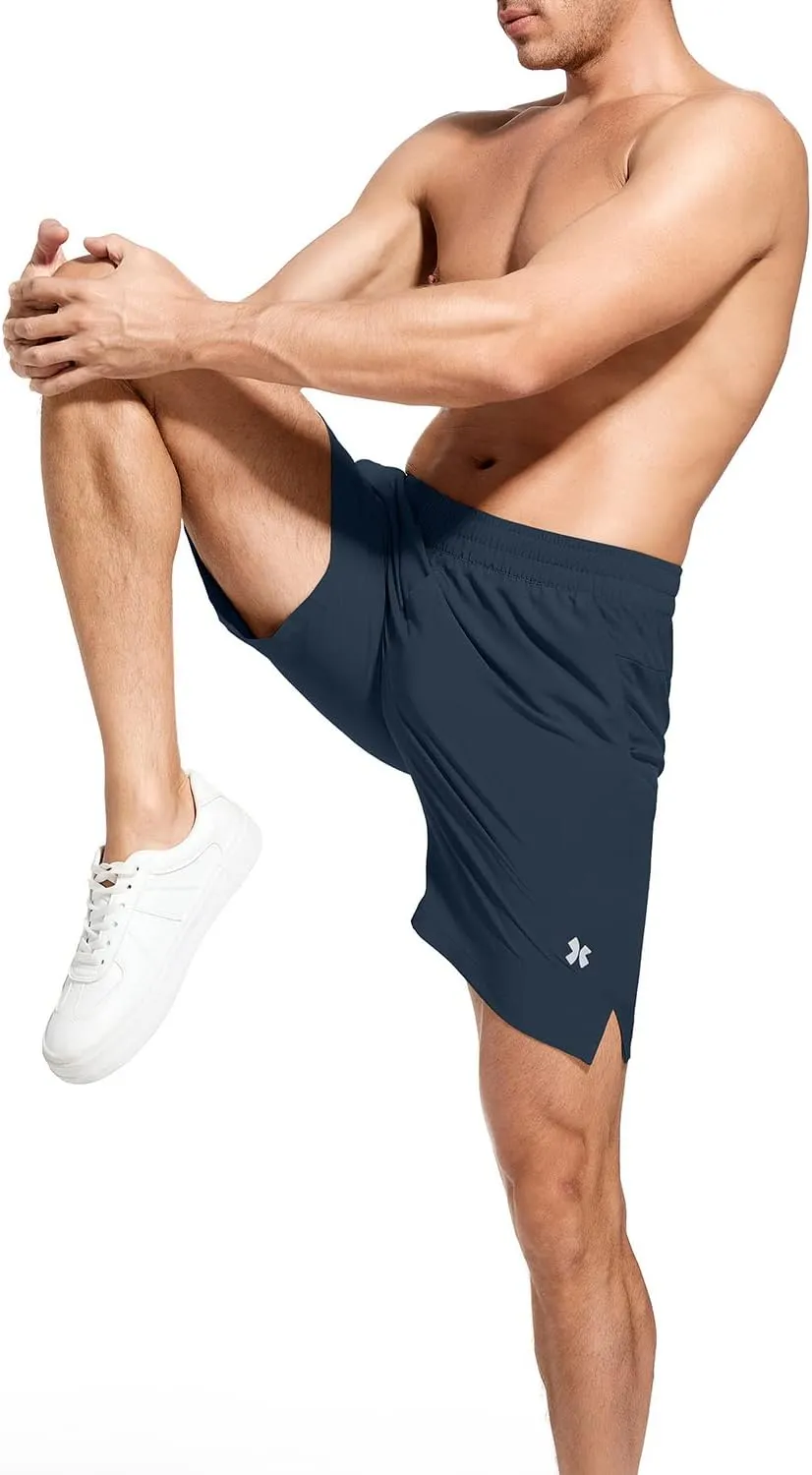 Men's Active Shorts Quick-Dry Drawstring Waist Athletic Shorts Gym Training Running Shorts with Pockets