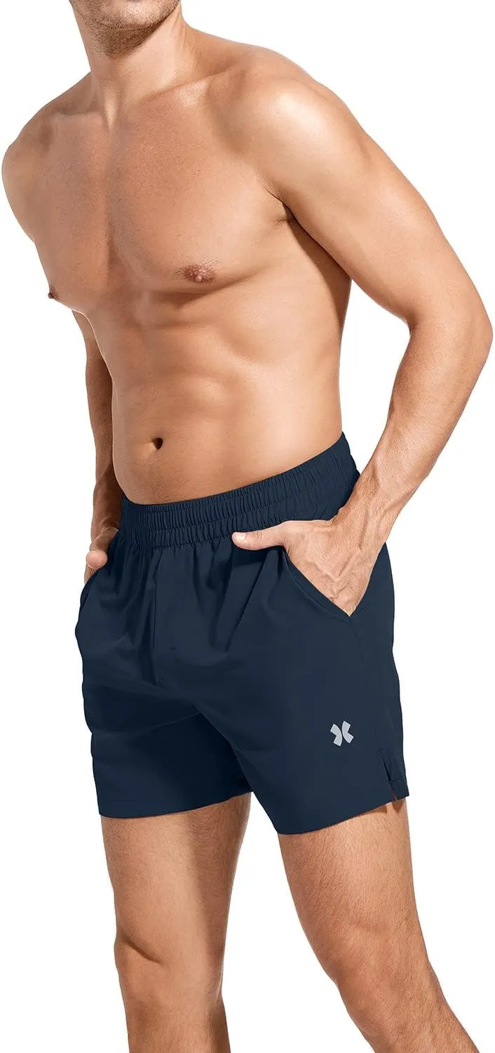 Men's Active Shorts Quick-Dry Drawstring Waist Athletic Shorts Gym Training Running Shorts with Pockets