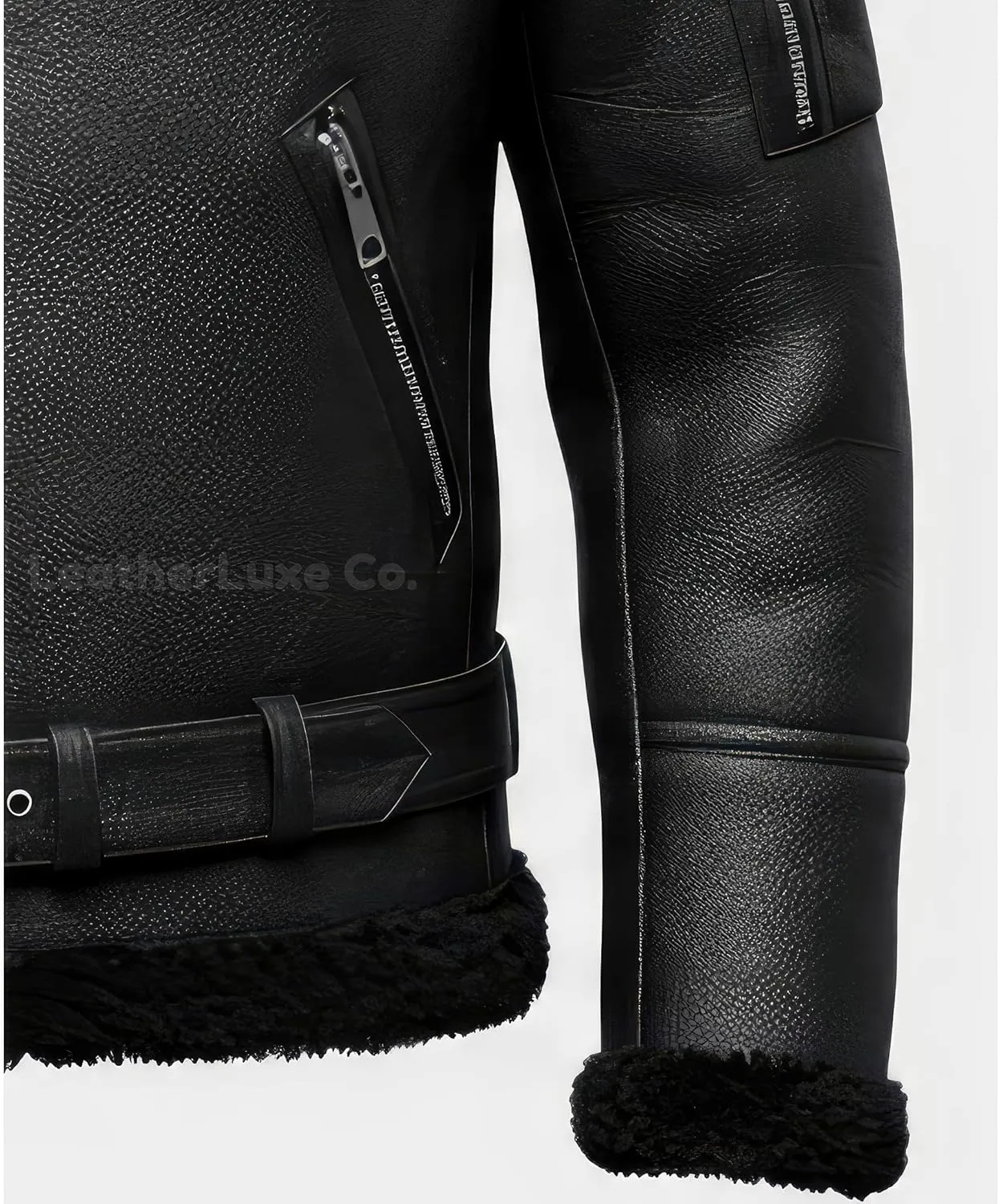 Men’s B3 Black Genuine Sheepskin Leather Jacket – Faux Fur Lined & Zip-Up Aviator Pilot B3 Bomber Jacket Men