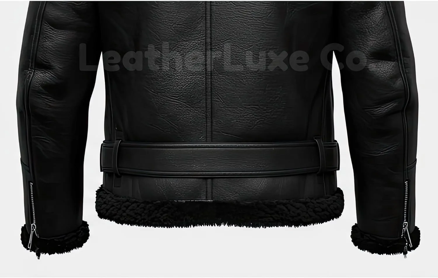 Men’s B3 Black Genuine Sheepskin Leather Jacket – Faux Fur Lined & Zip-Up Aviator Pilot B3 Bomber Jacket Men