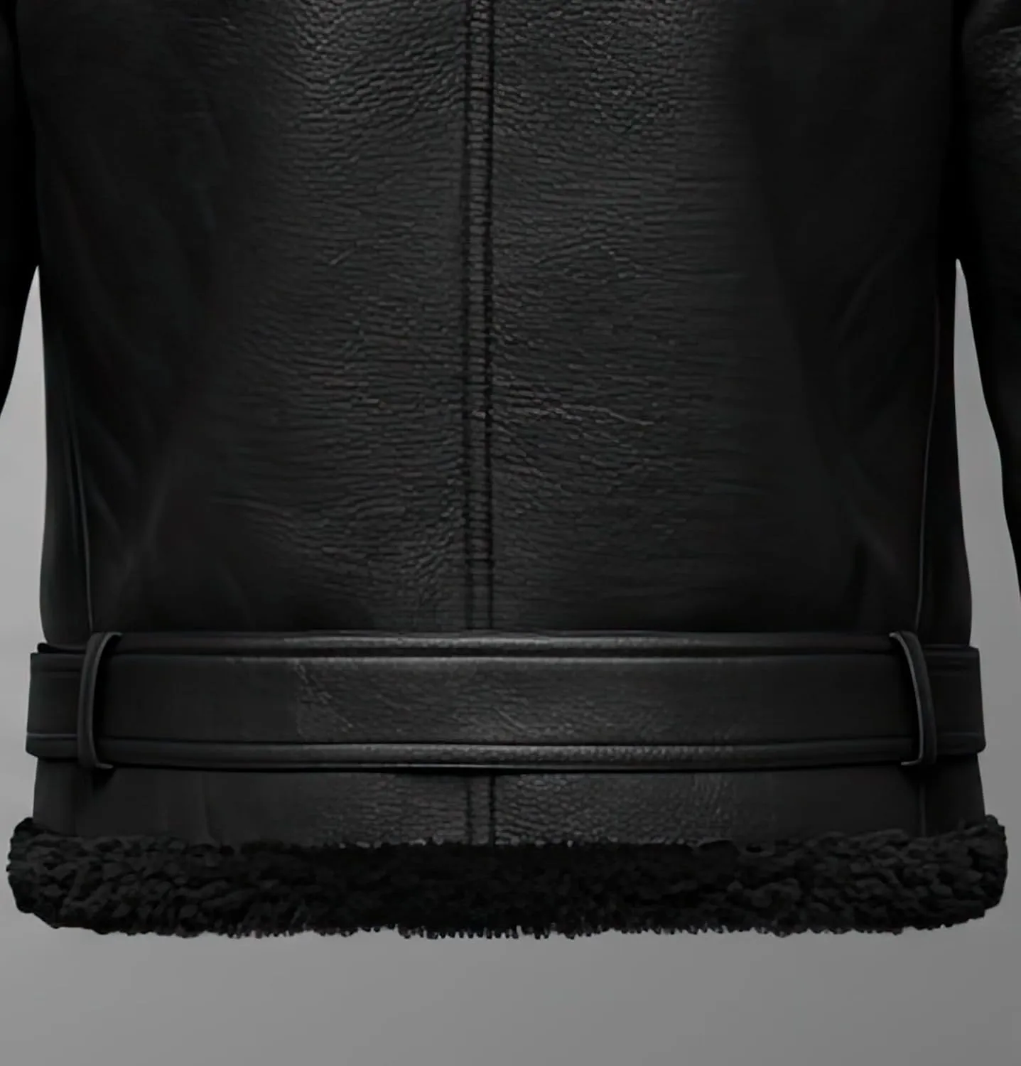 Men’s B3 Grey Sherpa Shearling Sheepskin Leather Jacket – Faux Fur Lined & Collar Zip-Up Aviator Pilot B3 Bomber Jacket Men