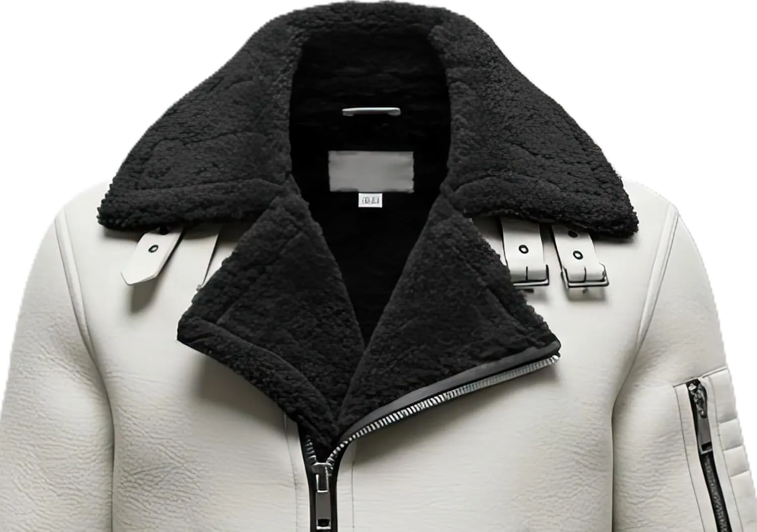 Men’s B3 Grey Sherpa Shearling Sheepskin Leather Jacket – Faux Fur Lined & Collar Zip-Up Aviator Pilot B3 Bomber Jacket Men