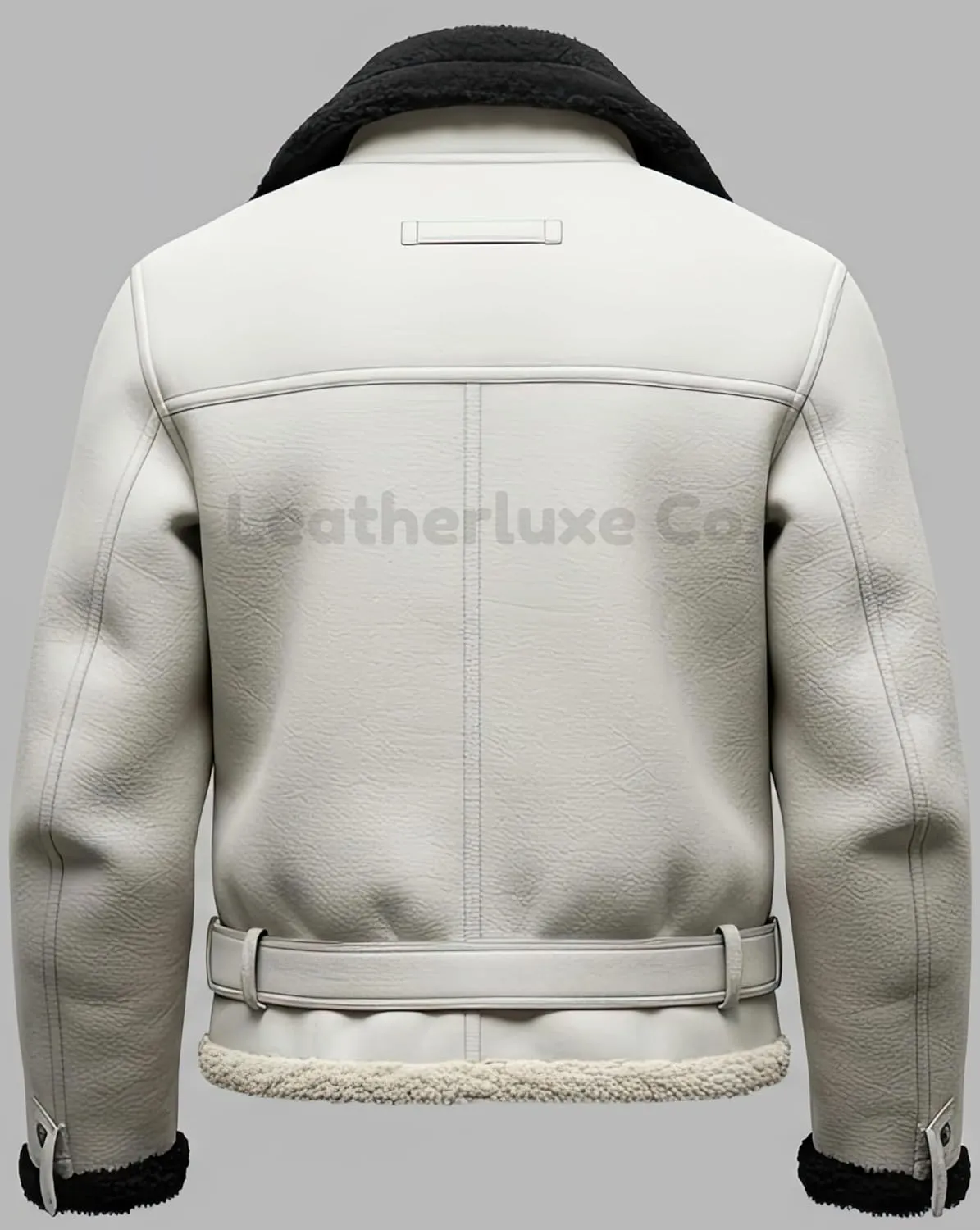 Men’s B3 Grey Sherpa Shearling Sheepskin Leather Jacket – Faux Fur Lined & Collar Zip-Up Aviator Pilot B3 Bomber Jacket Men