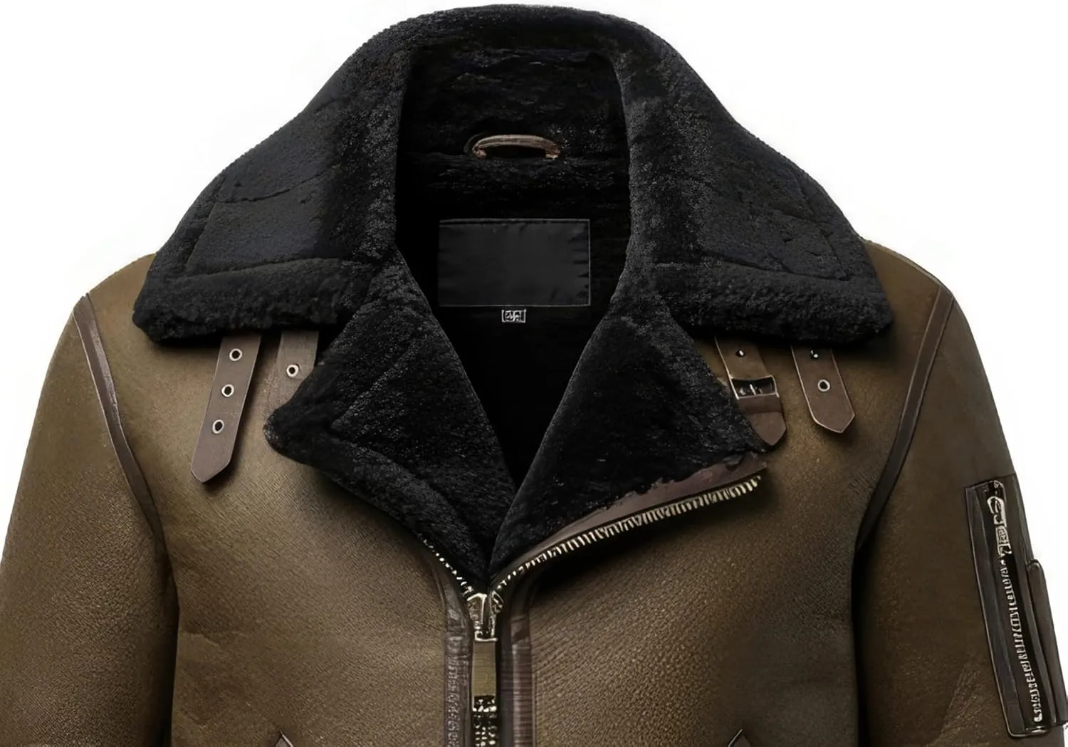 Men’s B3 Grey Sherpa Shearling Sheepskin Leather Jacket – Faux Fur Lined & Collar Zip-Up Aviator Pilot B3 Bomber Jacket Men