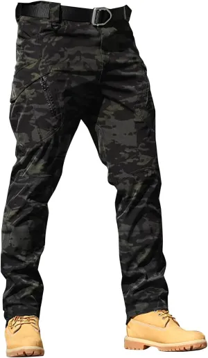 Mens Big and Tall Cargo Pants Classic-Fit Multi Pockets Straight Leg Tactical Pants Lightweight Hiking Work Pants