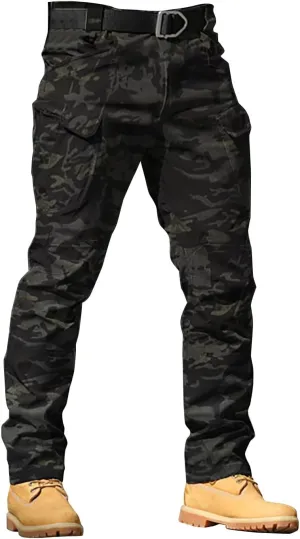 Mens Big and Tall Cargo Pants Classic-Fit Multi Pockets Straight Leg Tactical Pants Lightweight Hiking Work Pants