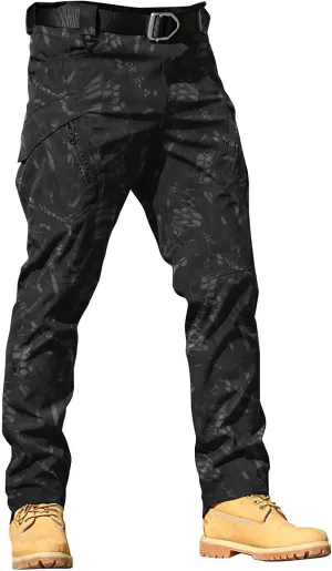 Mens Big and Tall Cargo Pants Classic-Fit Multi Pockets Straight Leg Tactical Pants Lightweight Hiking Work Pants