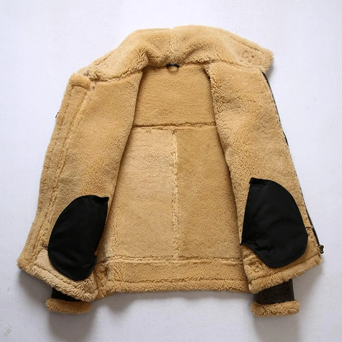 Men’s Black Sherpa Shearling B3 Bomber Aviator Fleece Lined Leather Jacket Men Stylish Genuine Sheepskin with Faux Fur Collar