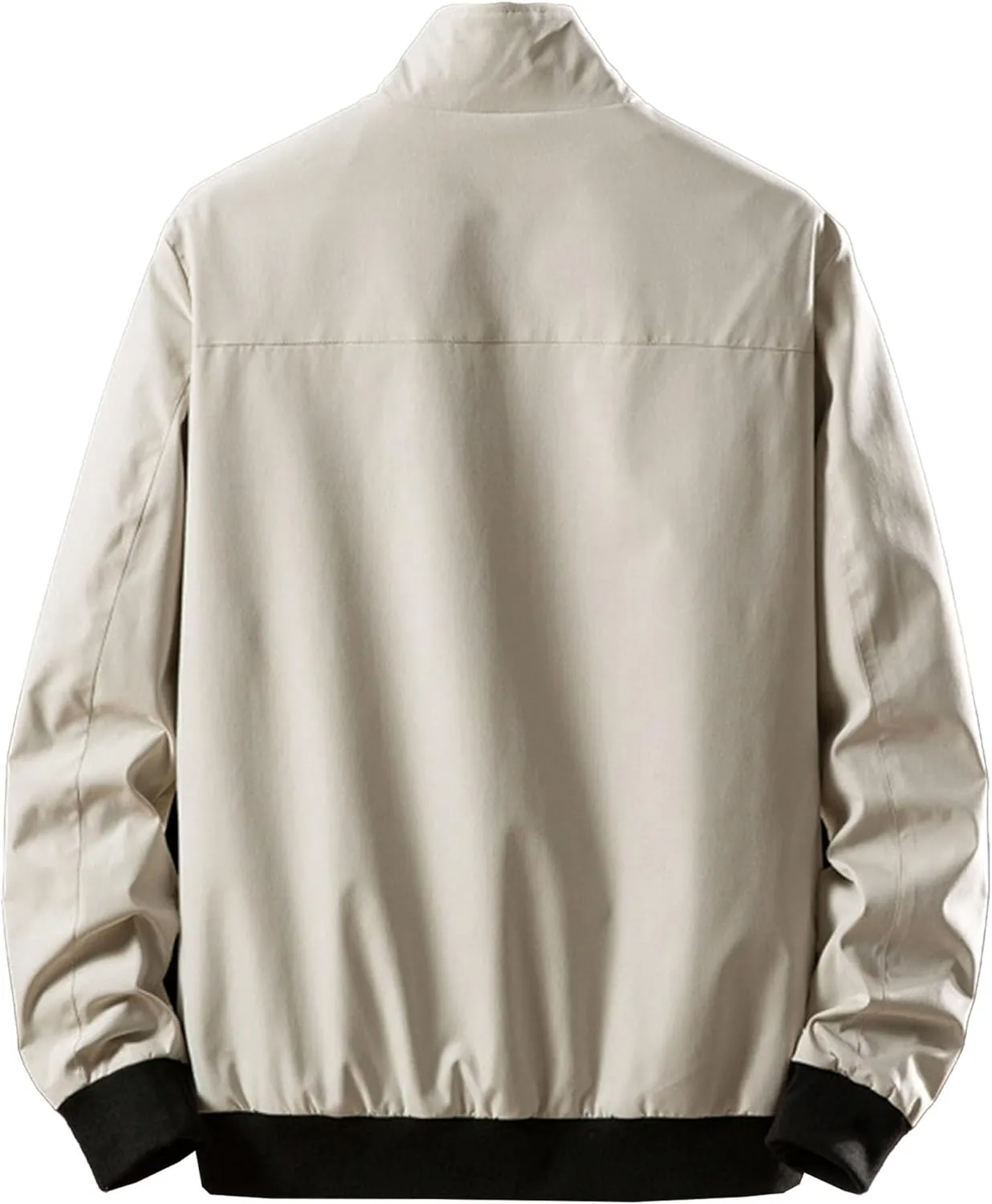 Men's Casual Loose Shacket Jacket Full Zip Stand Collar Business Bomber Jacket Windproof Padded Coats with Pocket