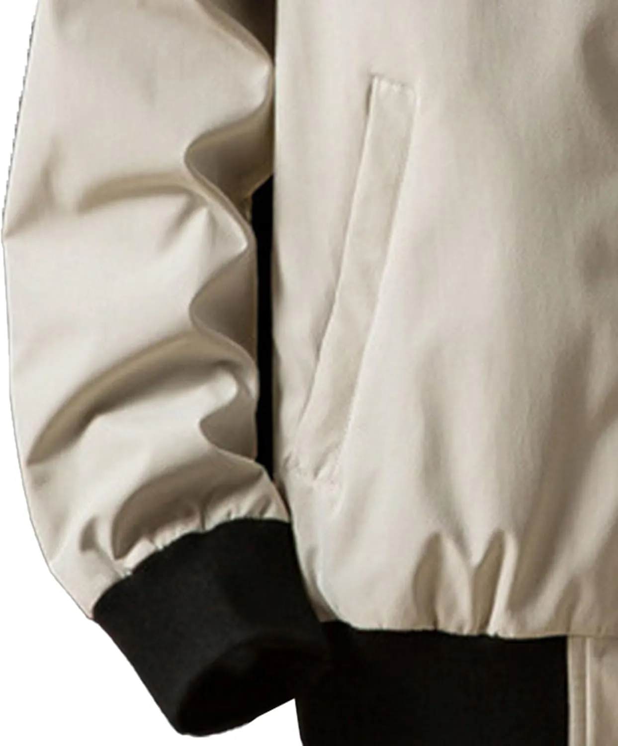 Men's Casual Loose Shacket Jacket Full Zip Stand Collar Business Bomber Jacket Windproof Padded Coats with Pocket