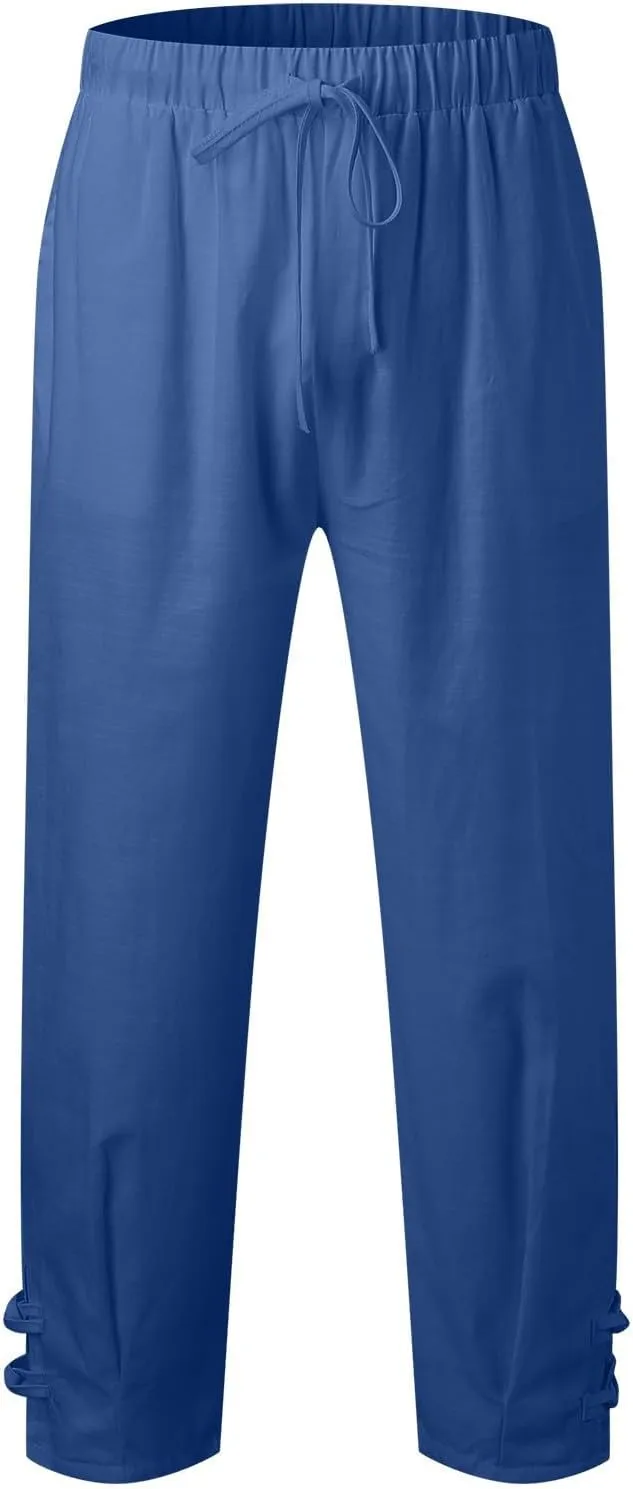Mens Casual Pants Baggy Drawstring Elastic Waist Classic Fit Baggers Pants Running Joggers Daily Wear Trousers