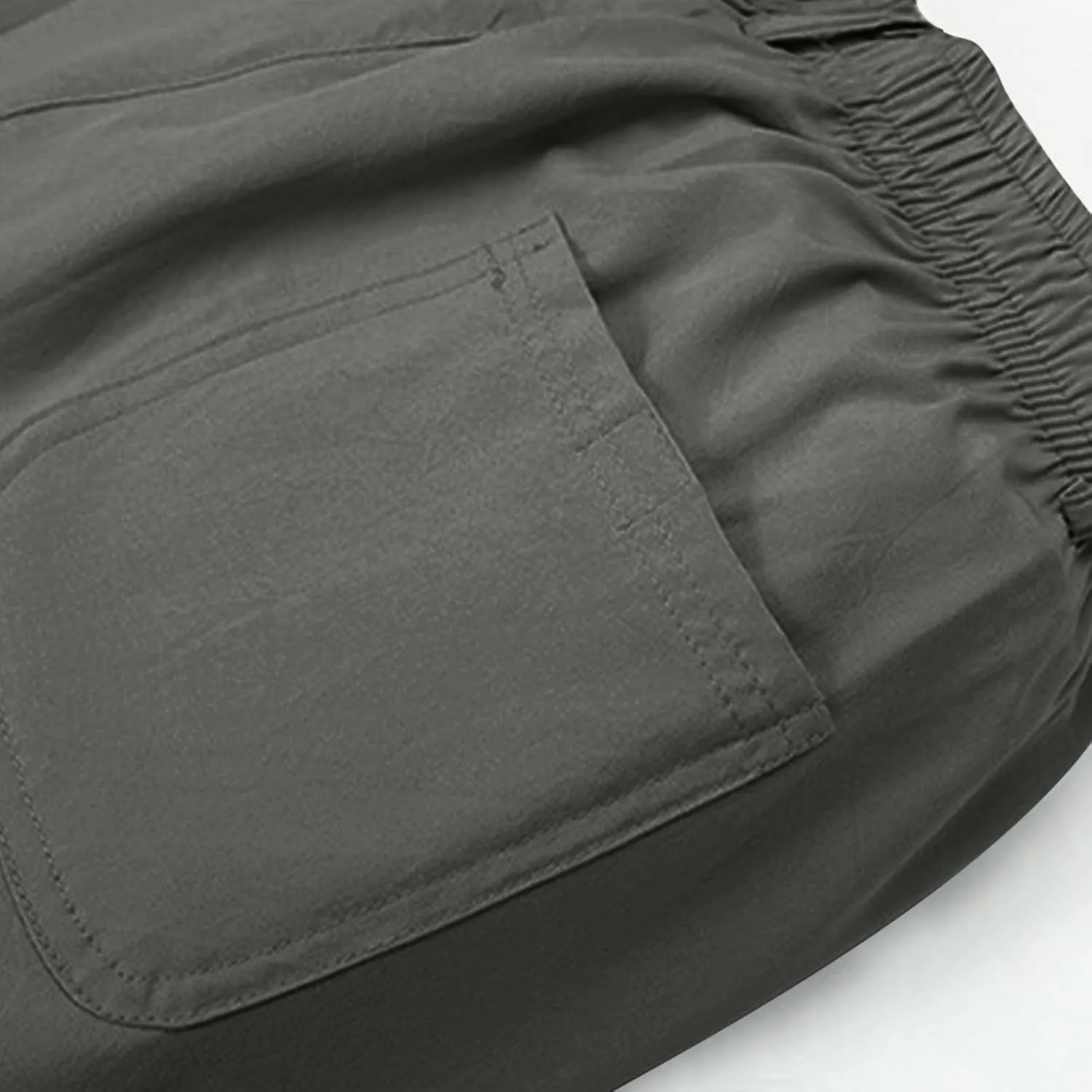 Men's Classic-Fit Wrinkle-Resistant Pleated Chino Pant Fashion Leisure Solid Color Straight Elastic Waist Trousers