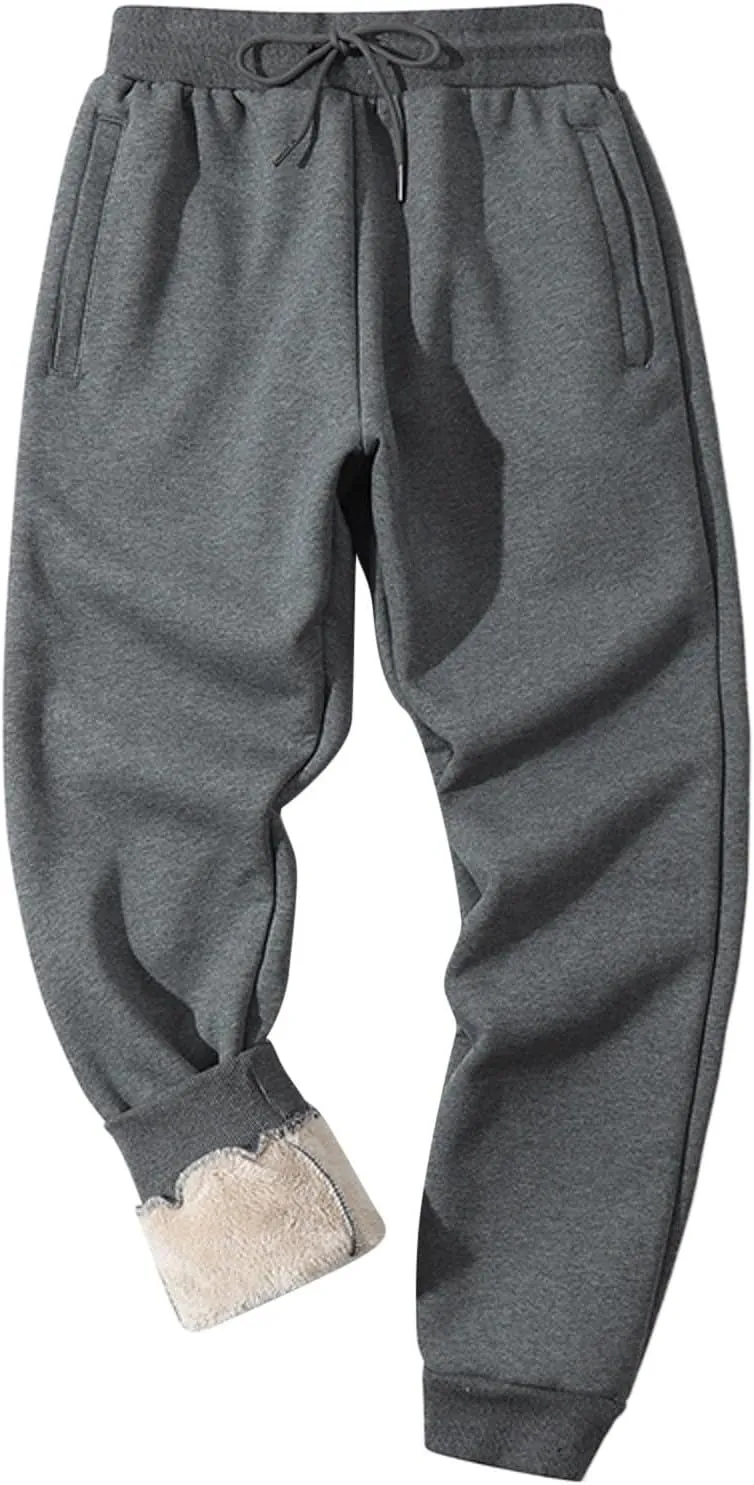 Men's Cotton Sweatpants Baggy Drawstring Elastic Waist Classic Fit Flat Front Hiking Outdoor Trousers