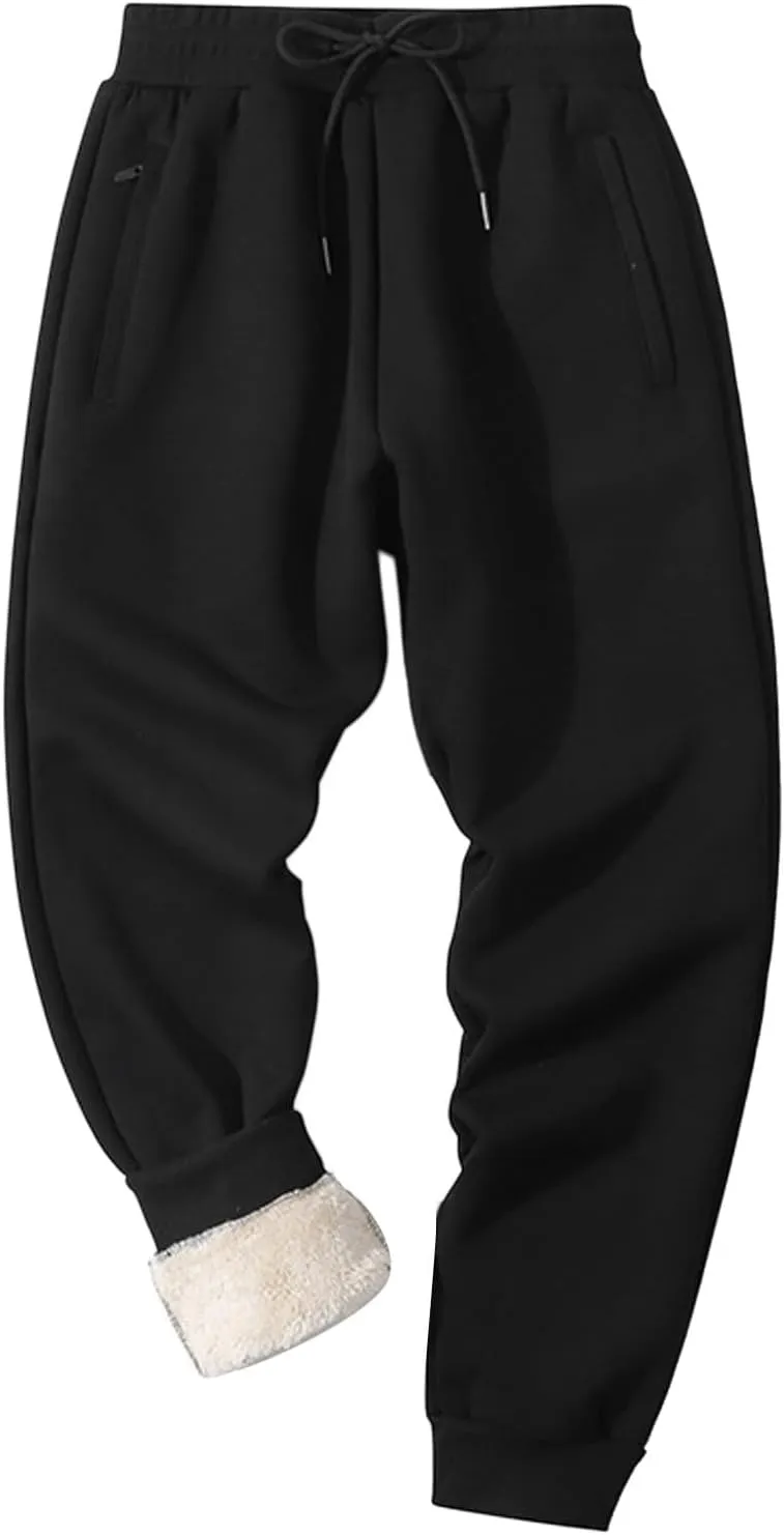 Men's Cotton Sweatpants Baggy Drawstring Elastic Waist Classic Fit Flat Front Hiking Outdoor Trousers
