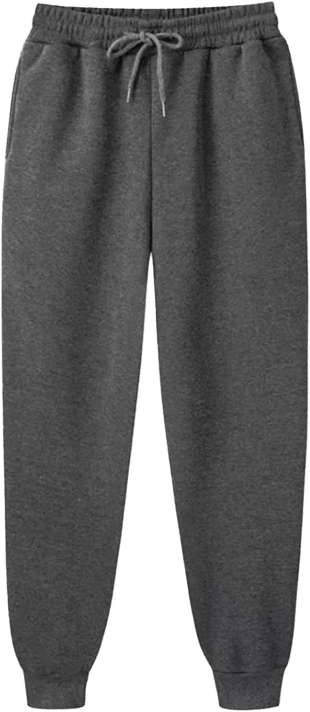 Men's Cotton Sweatpants Baggy Drawstring Elastic Waist Classic Fit Flat Front Hiking Outdoor Trousers