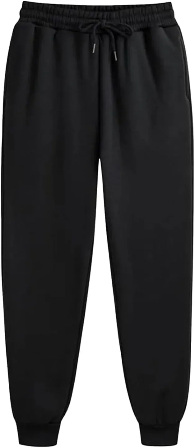 Men's Cotton Sweatpants Baggy Drawstring Elastic Waist Classic Fit Flat Front Hiking Outdoor Trousers