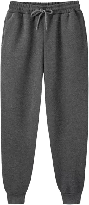 Men's Cotton Sweatpants Baggy Drawstring Elastic Waist Classic Fit Flat Front Hiking Outdoor Trousers