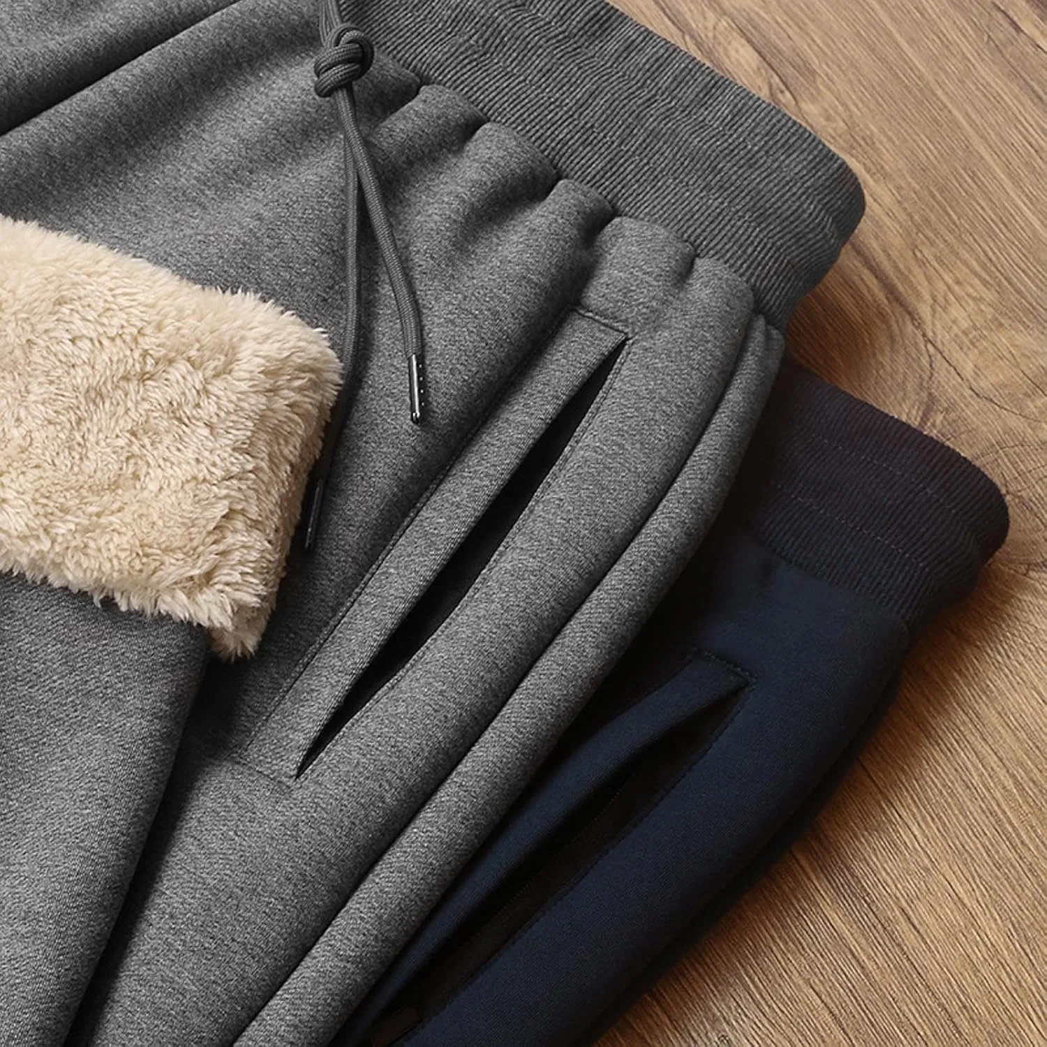 Men's Cotton Sweatpants Baggy Drawstring Elastic Waist Classic Fit Flat Front Hiking Outdoor Trousers