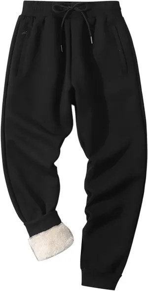 Men's Cotton Sweatpants Baggy Drawstring Elastic Waist Classic Fit Flat Front Hiking Outdoor Trousers