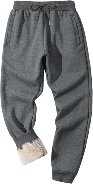 Men's Cotton Sweatpants Baggy Drawstring Elastic Waist Classic Fit Flat Front Hiking Outdoor Trousers