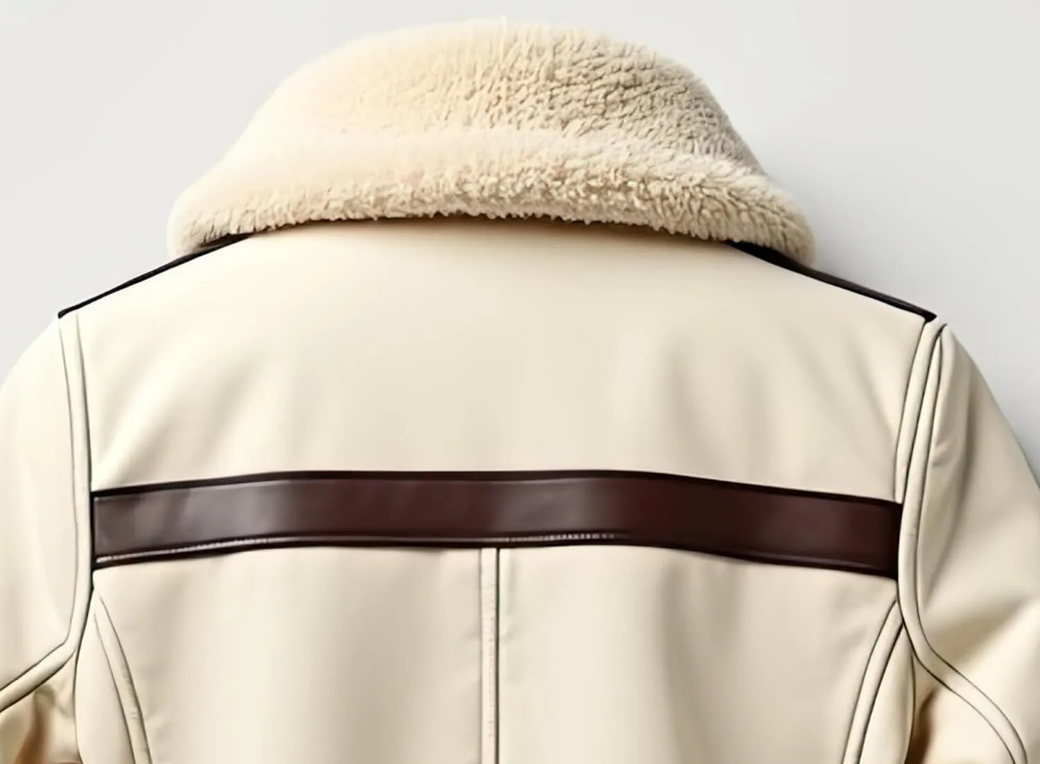 Men’s Cream Sherpa Shearling Sheepskin Leather Biker Jacket – Faux Fur Lined Modern Style Aviator Pilot B3 Bomber Jacket Men