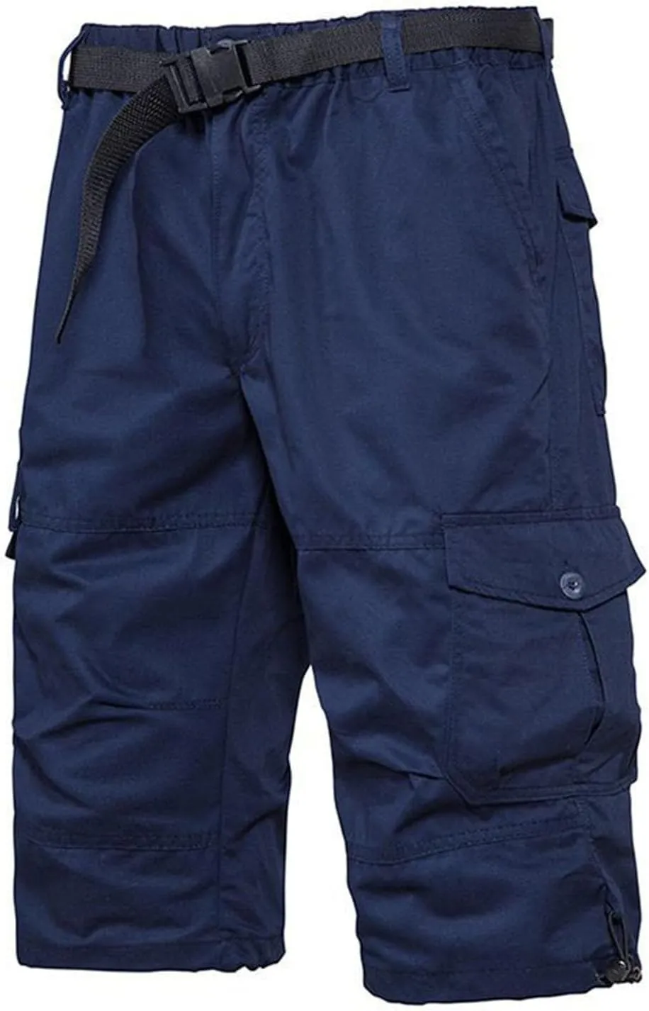 Mens Cropped Cargo Joggers Lightweight Tactical Pant Hiking Jogger Classic Fit Multi Pockets Solid Workwear