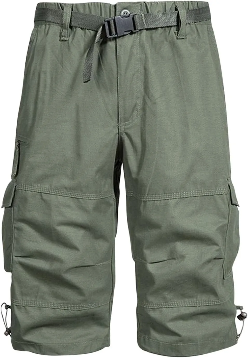 Mens Cropped Cargo Joggers Lightweight Tactical Pant Hiking Jogger Classic Fit Multi Pockets Solid Workwear
