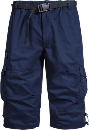 Mens Cropped Cargo Joggers Lightweight Tactical Pant Hiking Jogger Classic Fit Multi Pockets Solid Workwear