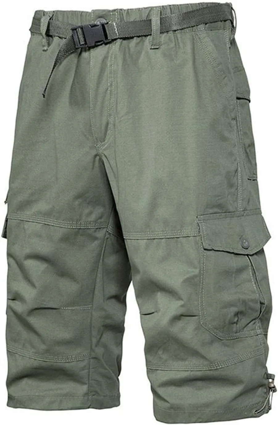 Mens Cropped Cargo Joggers Lightweight Tactical Pant Hiking Jogger Classic Fit Multi Pockets Solid Workwear