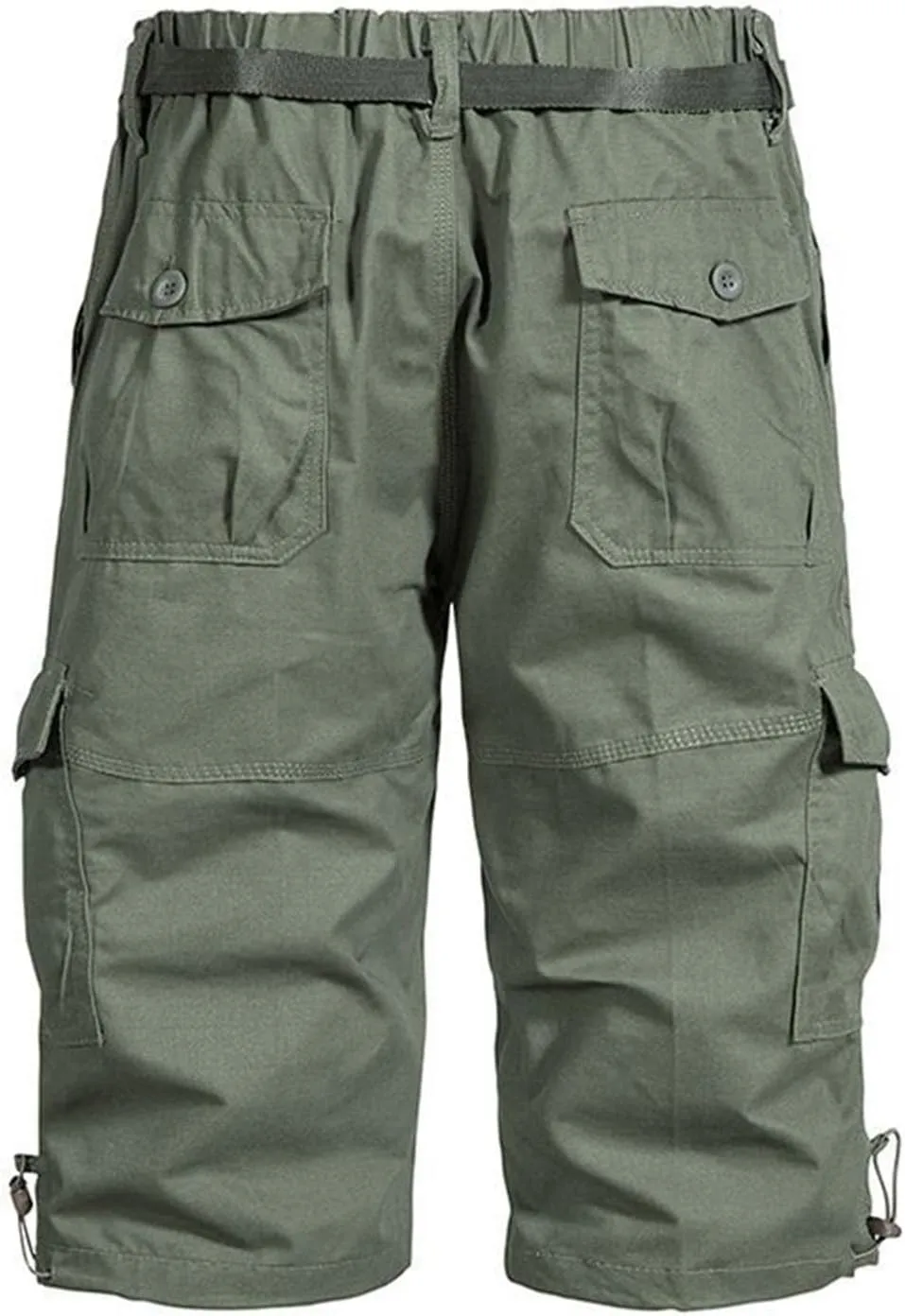 Mens Cropped Cargo Joggers Lightweight Tactical Pant Hiking Jogger Classic Fit Multi Pockets Solid Workwear