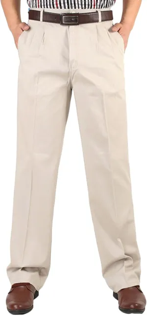 Men's Dress Pants Business Pant Pleated Front Trousers Straight-Leg Classic-fit Essential Pants Dressy Relaxed Trouser