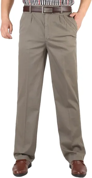 Men's Dress Pants Business Pant Pleated Front Trousers Straight-Leg Classic-fit Essential Pants Dressy Relaxed Trouser