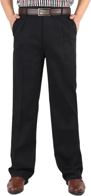 Men's Dress Pants Business Pant Pleated Front Trousers Straight-Leg Classic-fit Essential Pants Dressy Relaxed Trouser