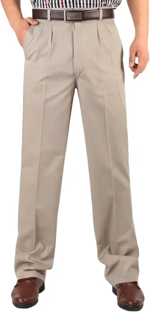 Men's Dress Pants Business Pant Pleated Front Trousers Straight-Leg Classic-fit Essential Pants Dressy Relaxed Trouser