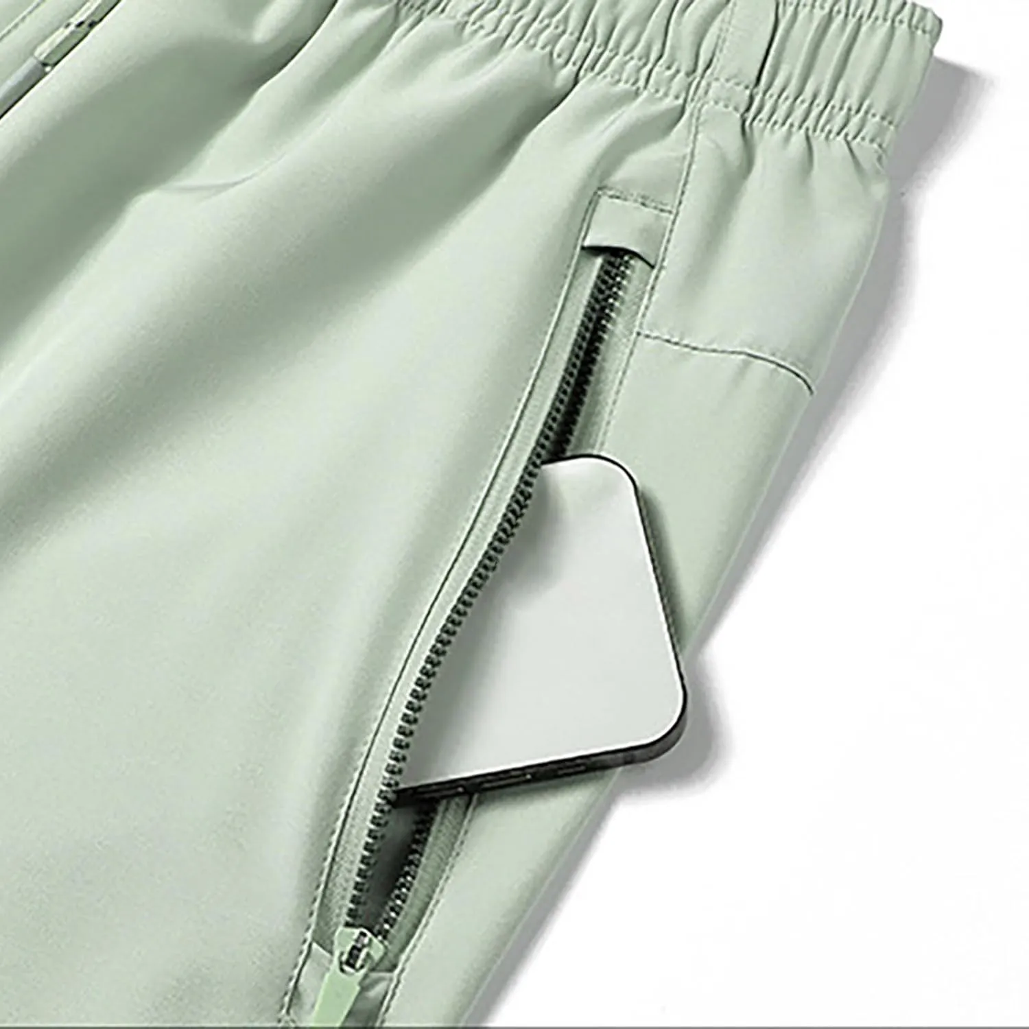 Mens Gym Shorts Quick Dry Breathable Running Shorts Elastic Drawstring Waist Summer Workout Pants with Zipper Pocket