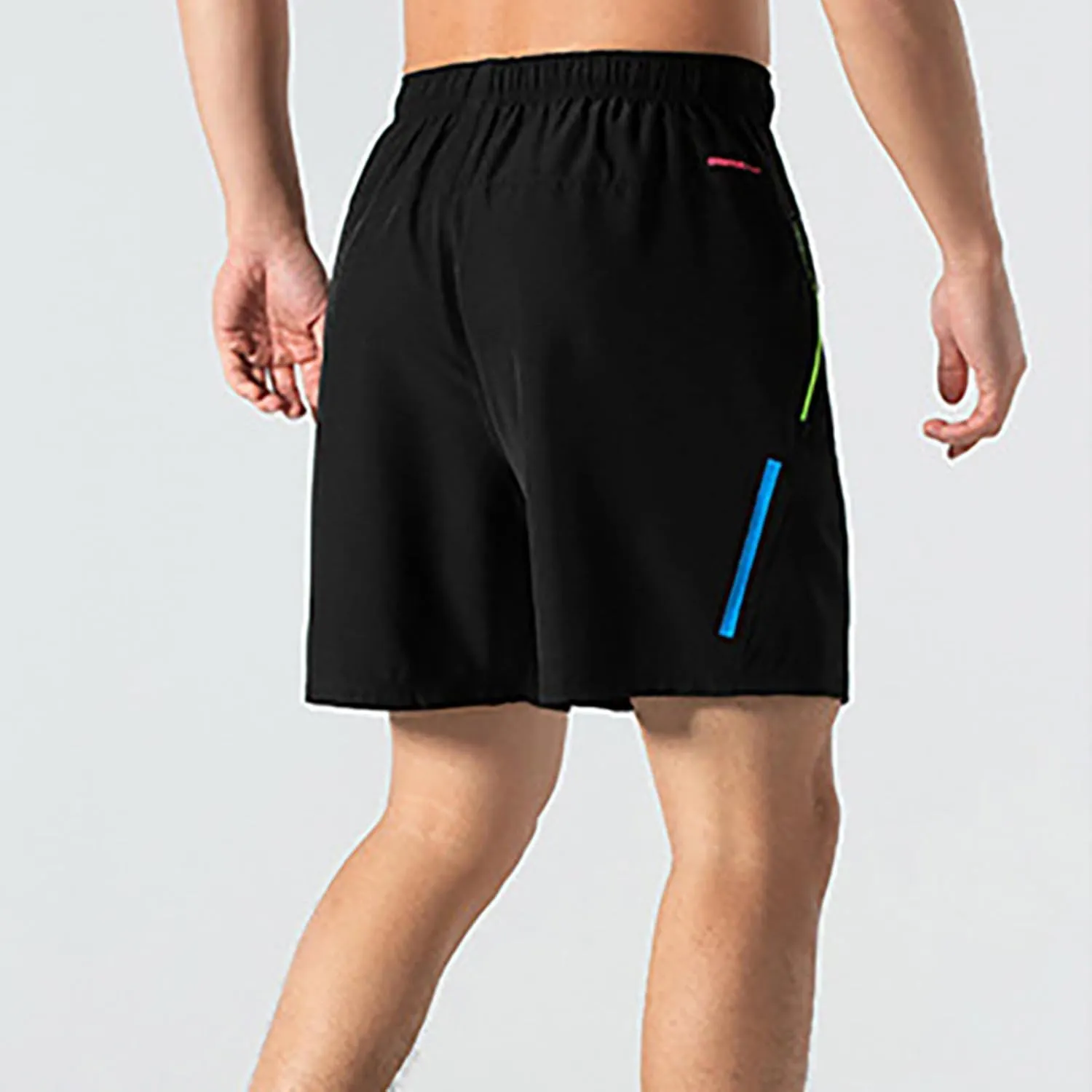 Mens Gym Shorts Quick Dry Breathable Running Shorts Elastic Drawstring Waist Summer Workout Pants with Zipper Pocket