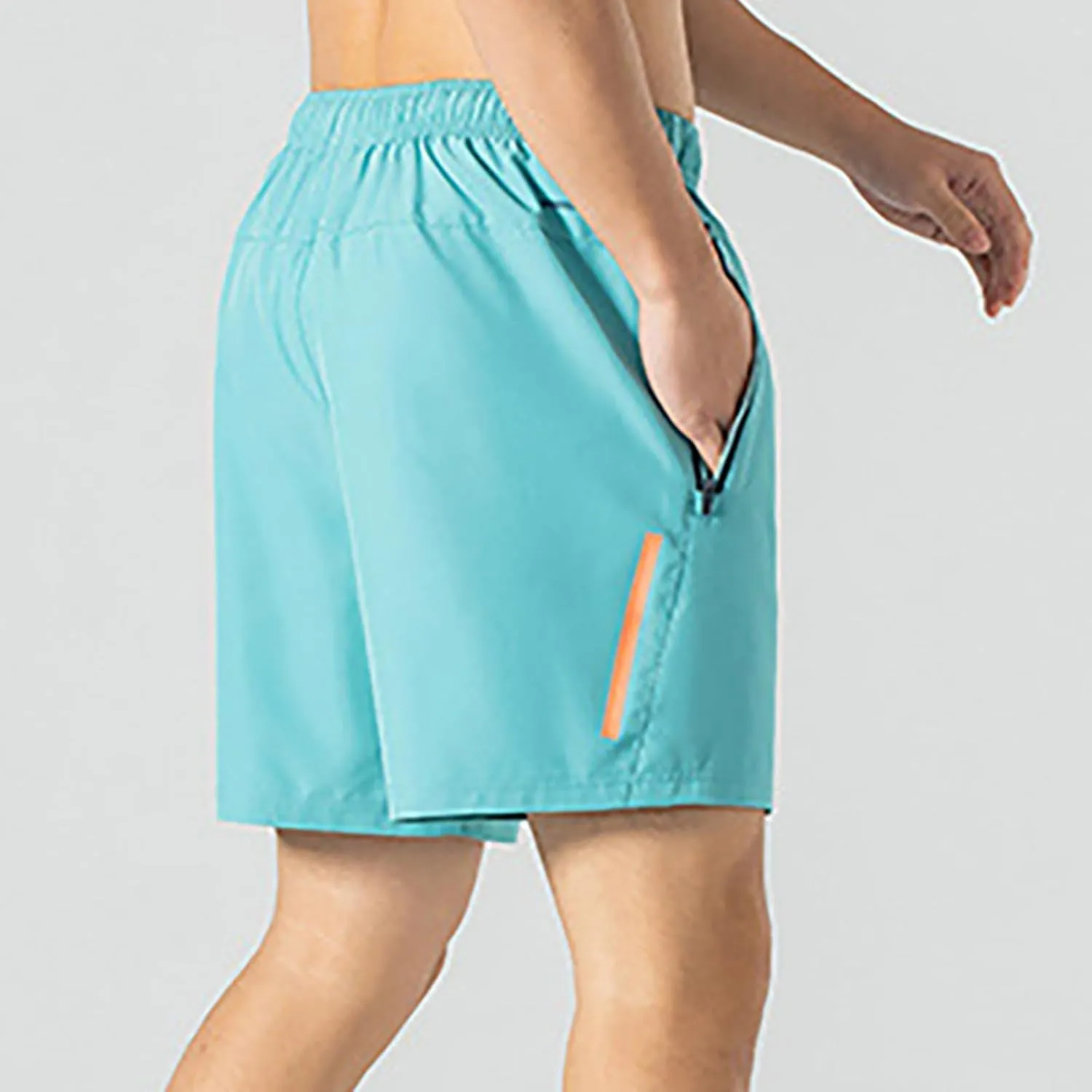 Mens Gym Shorts Quick Dry Breathable Running Shorts Elastic Drawstring Waist Summer Workout Pants with Zipper Pocket