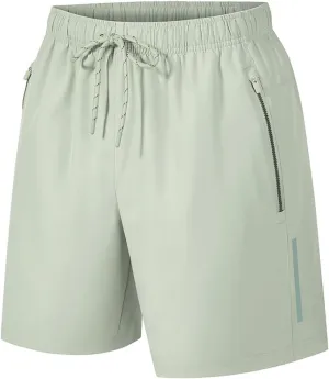 Mens Gym Shorts Quick Dry Breathable Running Shorts Elastic Drawstring Waist Summer Workout Pants with Zipper Pocket