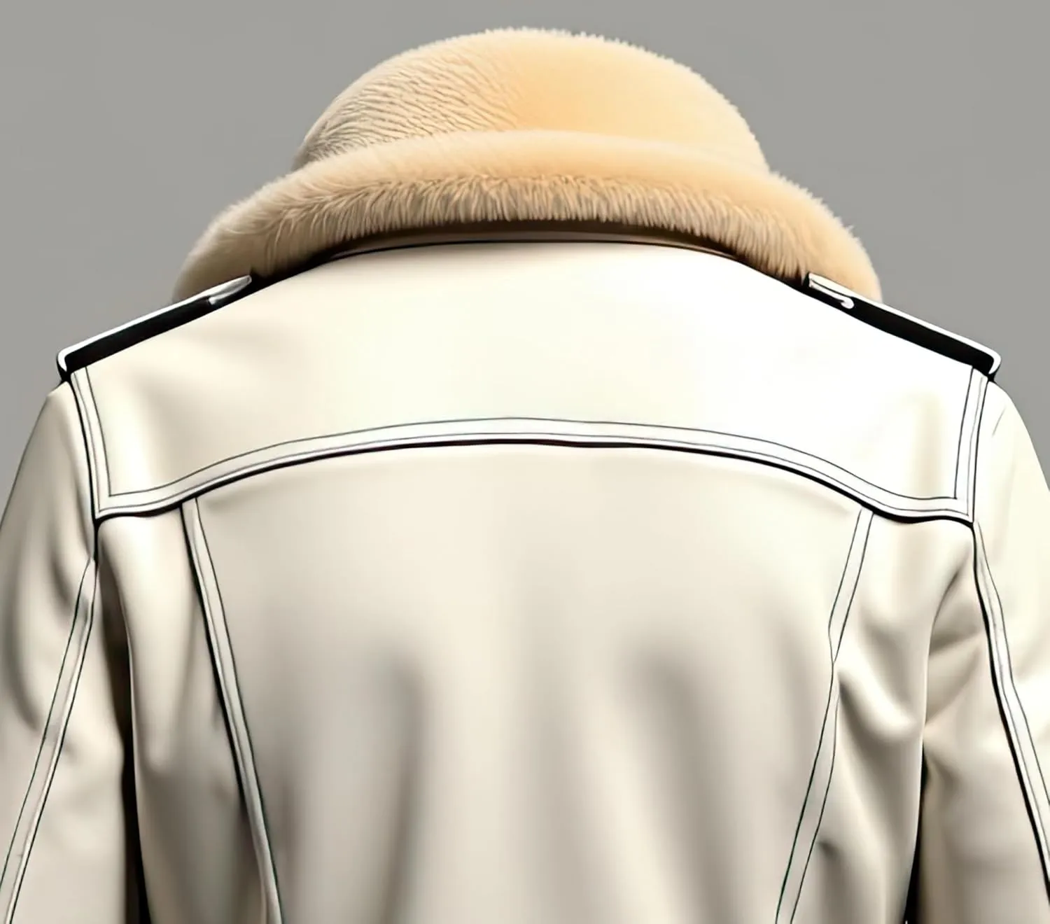 Men’s Ivory Sherpa Shearling Sheepskin Leather Biker Jacket – Faux Fur Lined Bold Style Aviator Pilot B3 Bomber Jacket Men