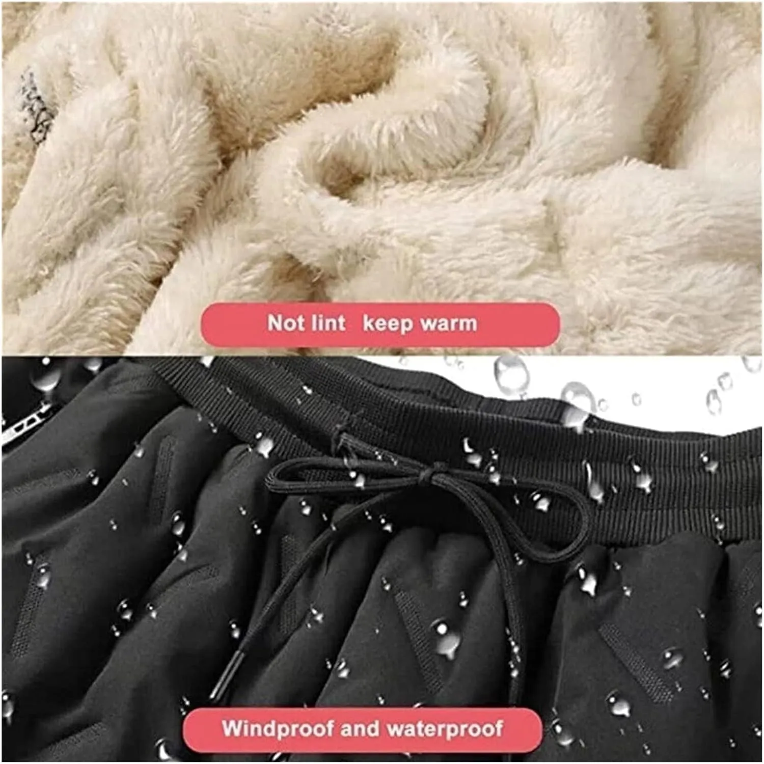 Men's Lambswool Fleece-Lined Joggers Winter Lambswool Thermal Pants Leisure Pants Waterproof Windproof