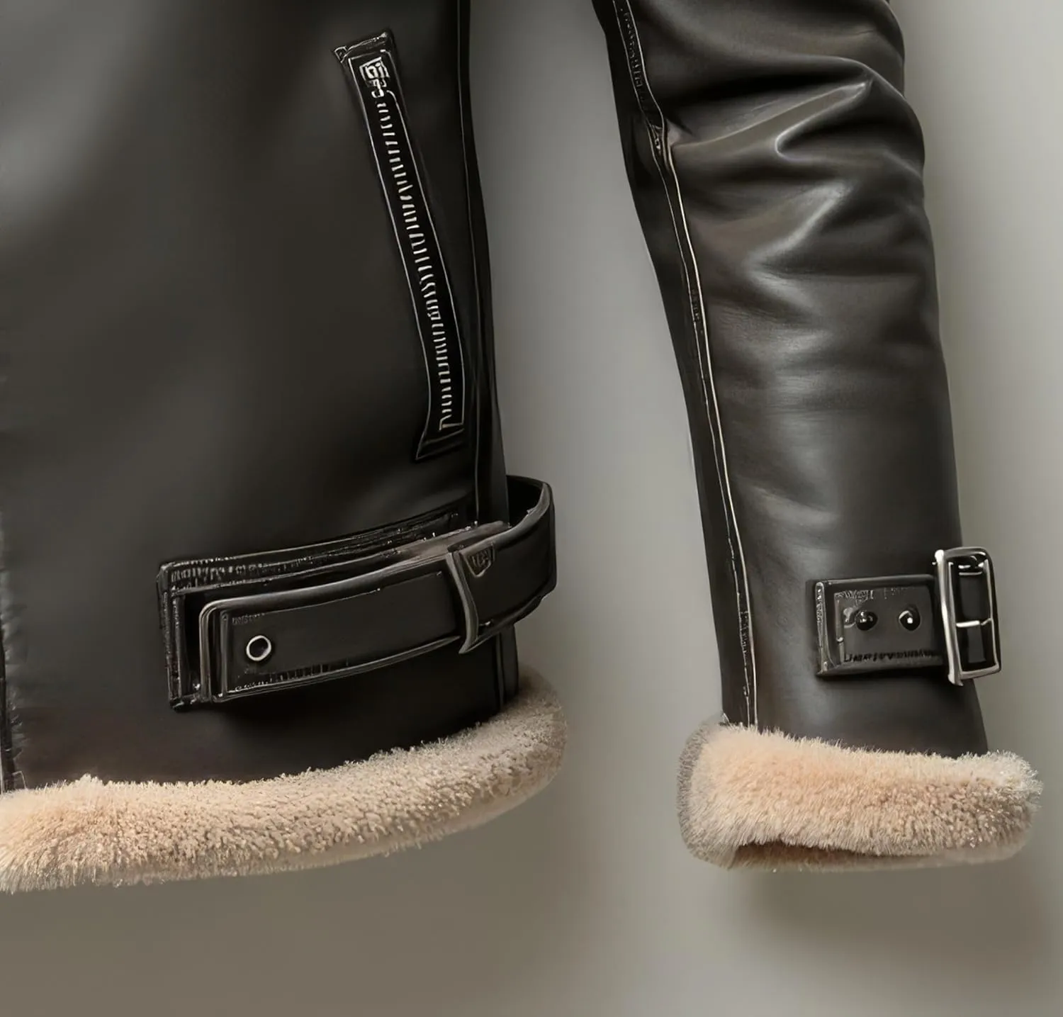Men’s Olive Sherpa Shearling Sheepskin Leather Biker Jacket – Faux Fur Lined Bold Style Aviator Pilot B3 Bomber Jacket Men