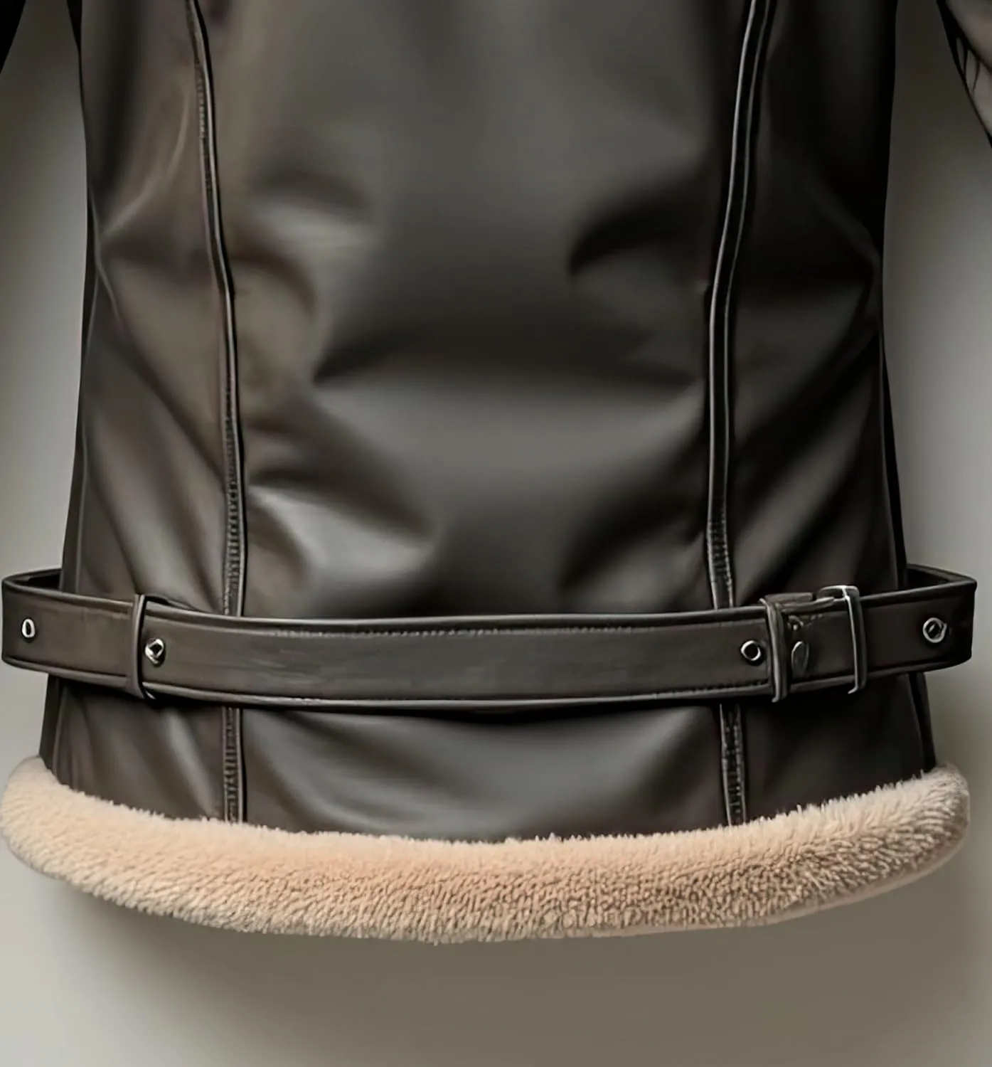 Men’s Olive Sherpa Shearling Sheepskin Leather Biker Jacket – Faux Fur Lined Bold Style Aviator Pilot B3 Bomber Jacket Men